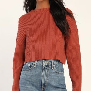 NWT Lulus Rust Cropped Sweater